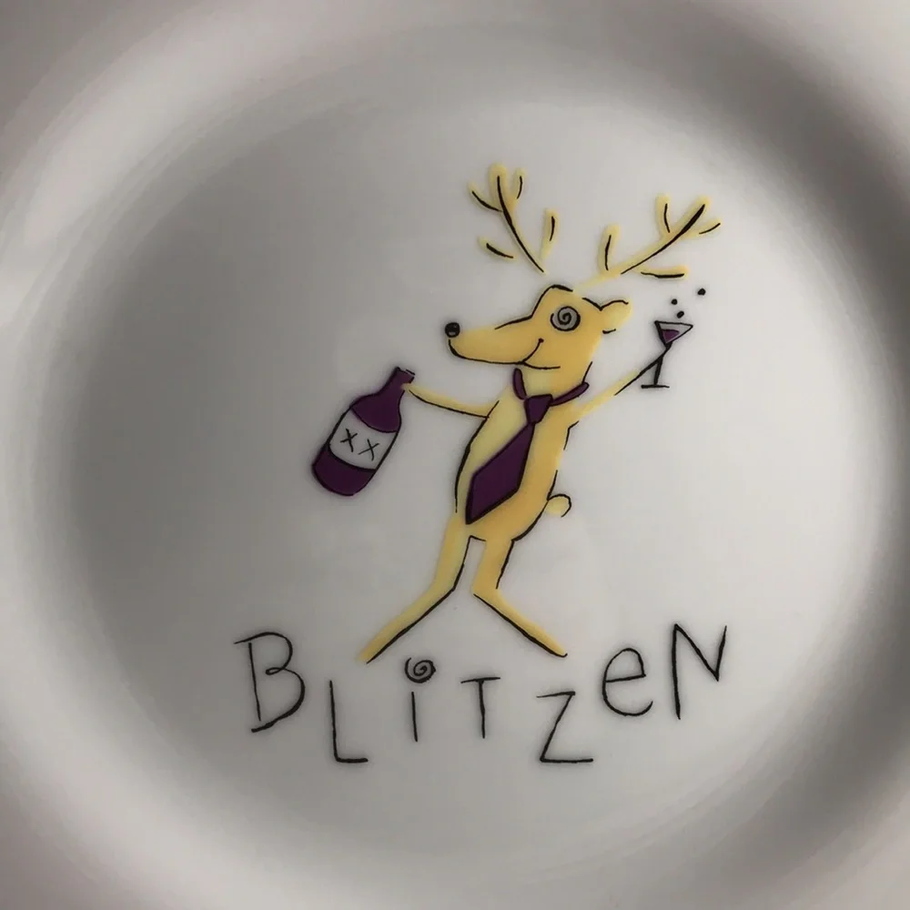 Pottery Barn Retired Reindeer Blitzen Luncheon Salad Dessert Plate 8 1/2”